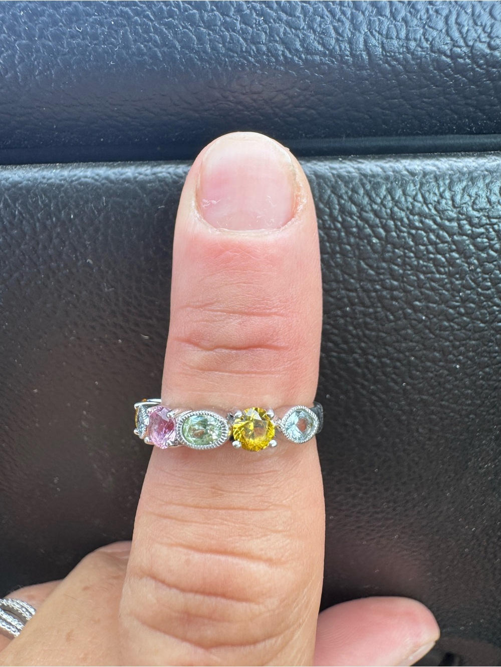 Vintage FE Facon 925 Sterling Pastel Gemstone Ring